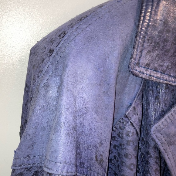 Vintage Mode Elegante Purple Leather Jacket - Picture 3 of 7